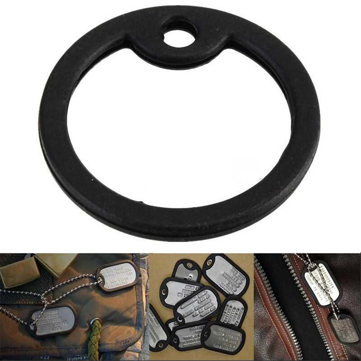 2X Black Silicone Rubber Dog Tag Noise Silencer Bumper Fastener Ring Military