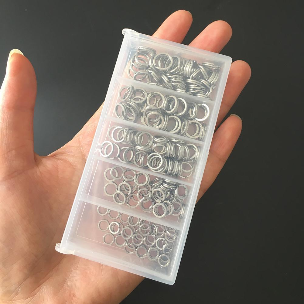 200pcs Stainless Steel Fishing Split Rings Lure Solid Ring Loop Connectors