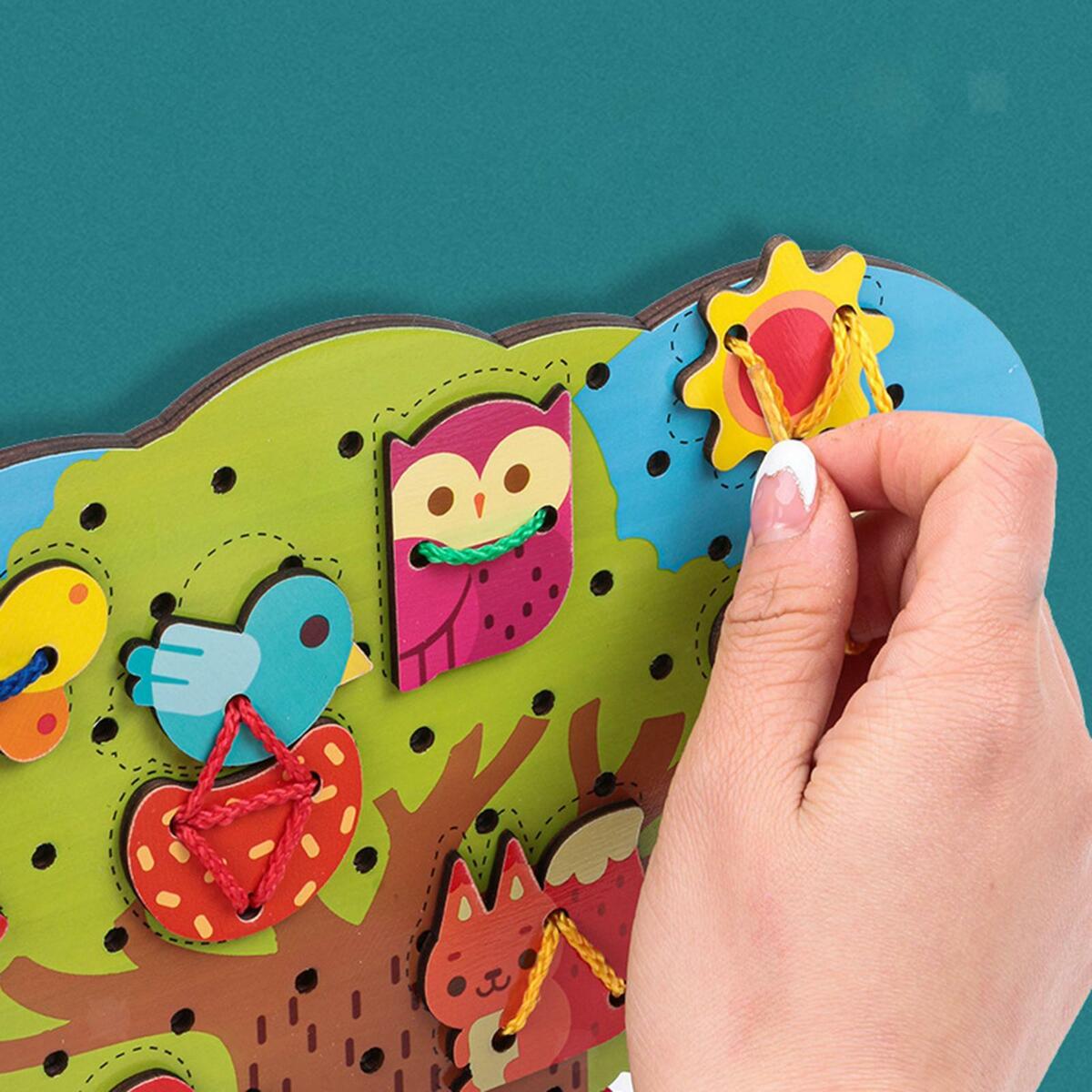 Wooden Threading puzzle playing Game Early Educational  Gifts