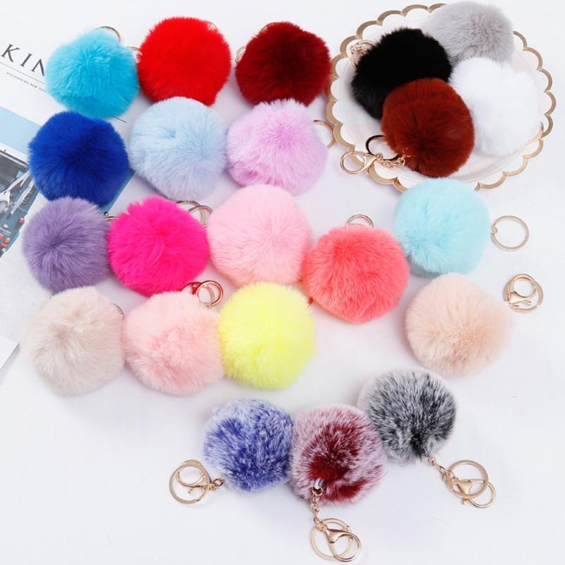 22PCS Fluffy Soft Pompom Keyring Keychain Faux Fur Handbag Phone Pendant Ball