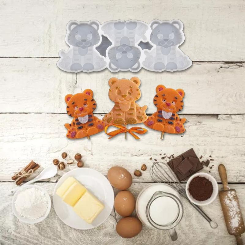 Cute Tiger Lollipop Shape Silicone Mould DIY Jelly Mold Candy Molds Fondant Mold