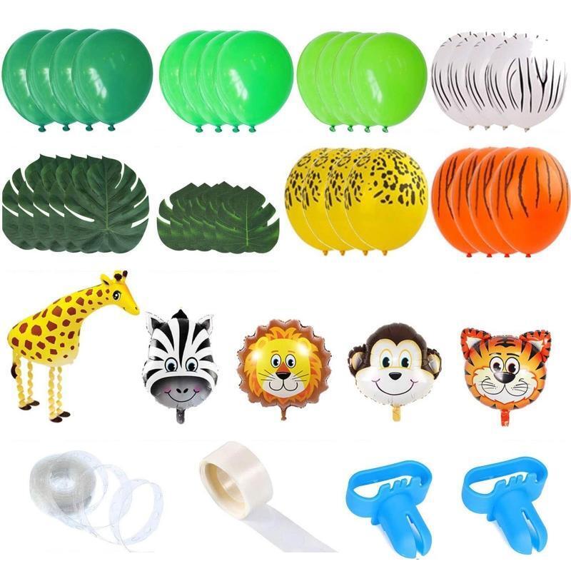 Jungle Wild Animal Theme Party Balloon Garland Kit 151 Pack With Animal Balloon