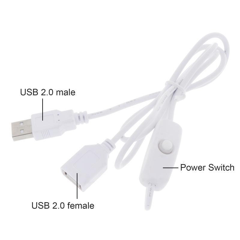 USB Splitter Cable Male to Female USB Cable with On/Off Switch Power Supply Cord