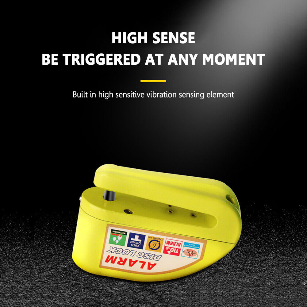 Motorcycle Bike Alarm Lock Waterproof MTB Bicycle Disc Brake Locks (Yellow)