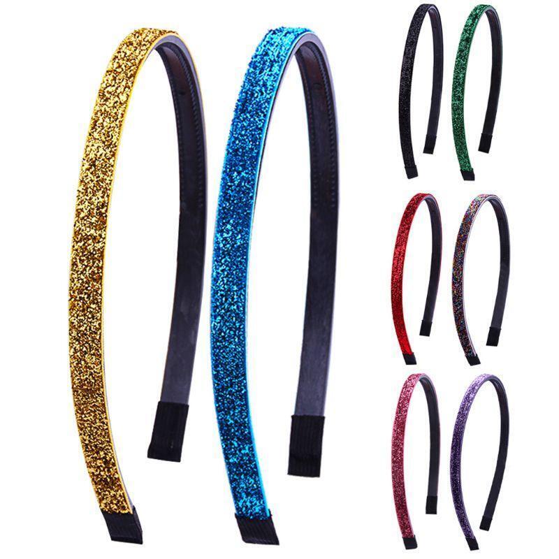 8Pcs Women Girls Colorful Thin Headband Glitter Sequins Non-Slip Teeth Hair Hoop