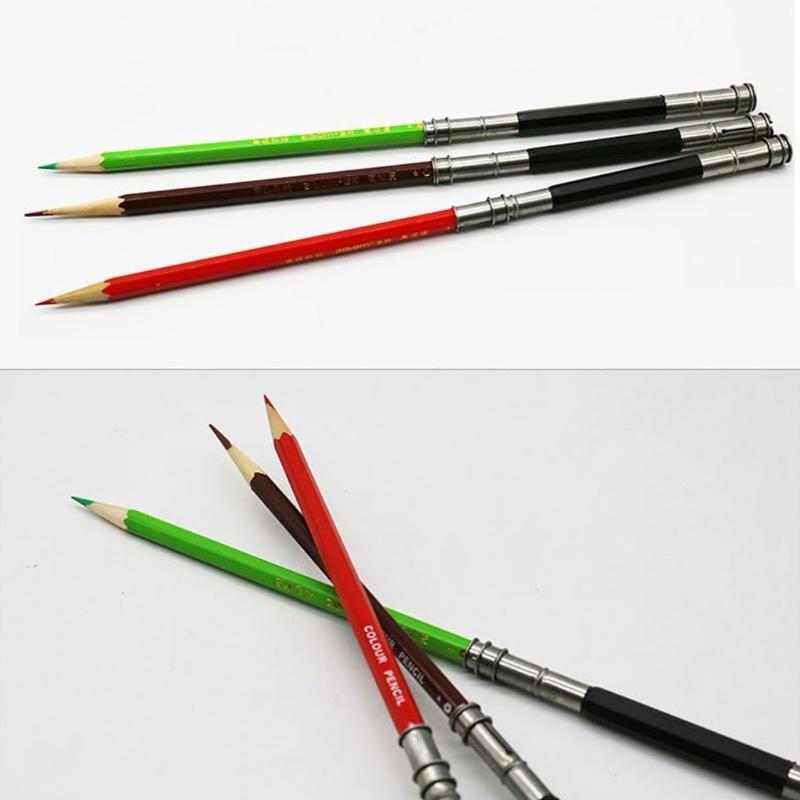 Adjustable Dual Head Pencil Extender Holder Sketch School Art Writing Tools New