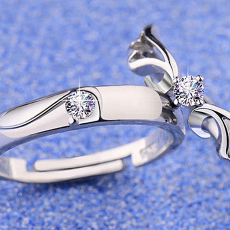 Love Heart Couple Pair Band Ring Angel Love Theme Promise Ring for Lover Women
