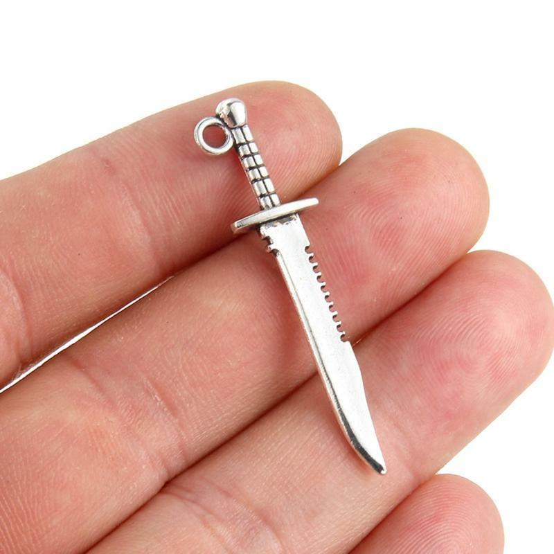 10 Pcs Charm Sword Dagger Pendants for Necklace Bracelet Jewelry Making Findings