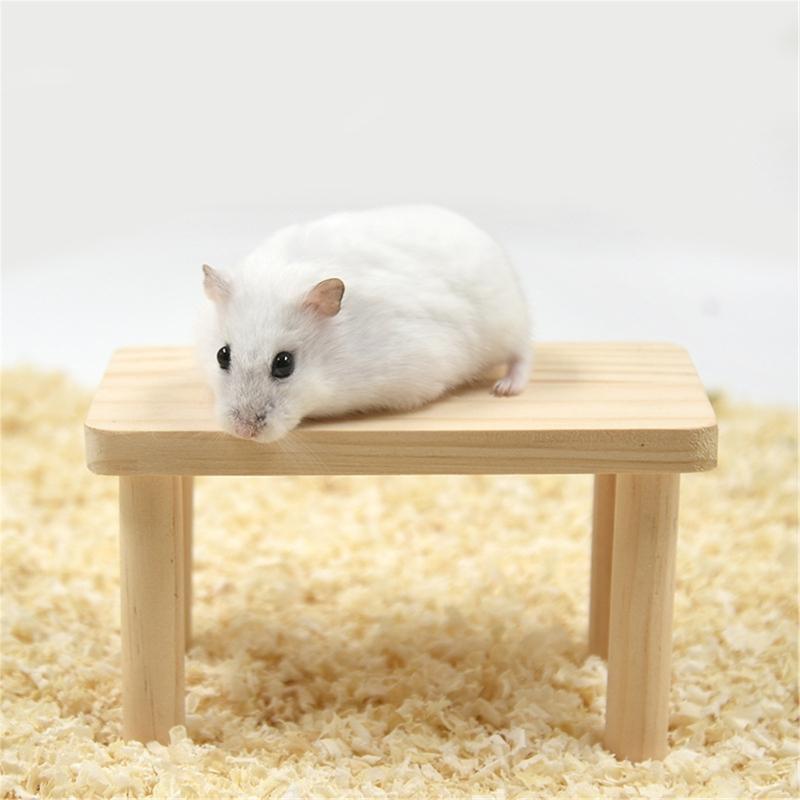 Wood Stand Platform Rectangular with Pillars for Hamster Birds Small Animals