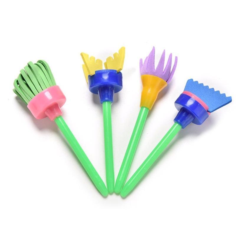 4Pcs/Pack Flower-shaped Sponge Brush Set Ideal for Watercolor Acrylic Painting
