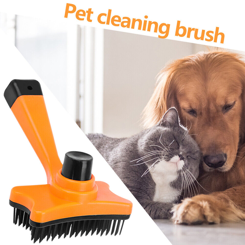 Dog Cat Brush Hair Removal Shedding Comb Puppy Kitten Fur Groomer (Orange)