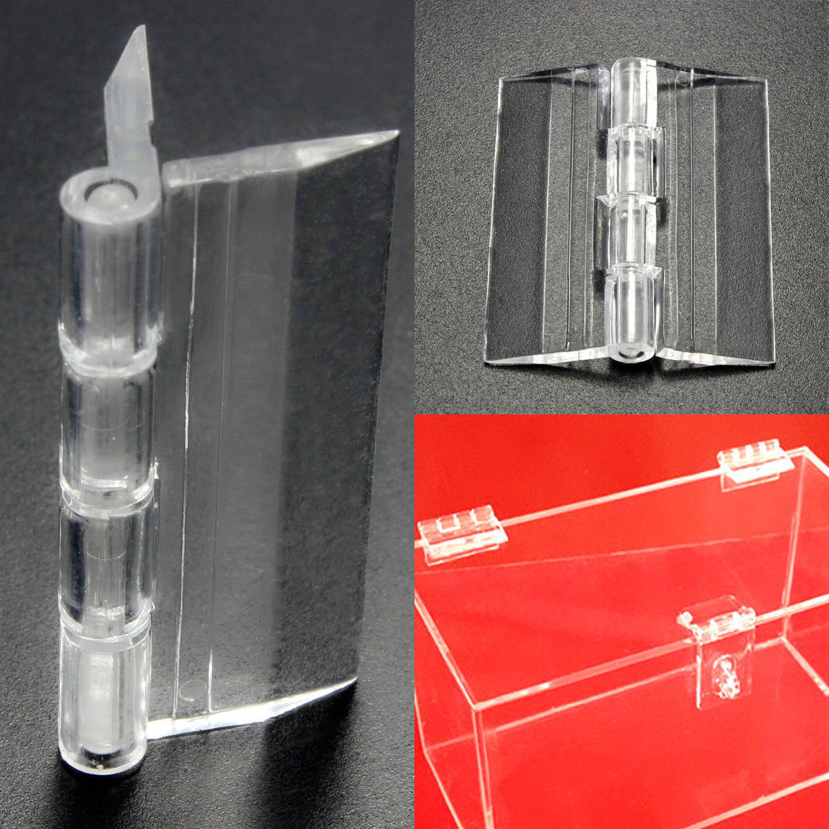 5pc Durable Clear Transparent Acrylic Plastic Perspex Box Piano Perspex hinge