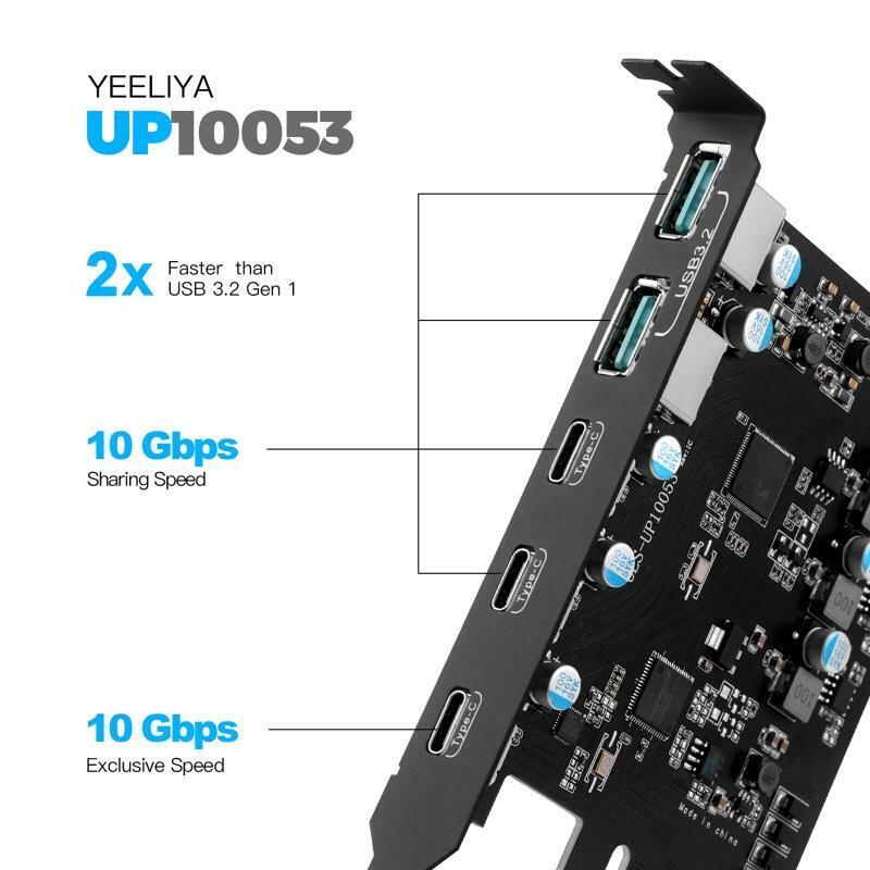 5 Ports USB 3.2 PCI Express Adapter Card Type C PCI-E Expansion PCIE USB 3.2 HUB