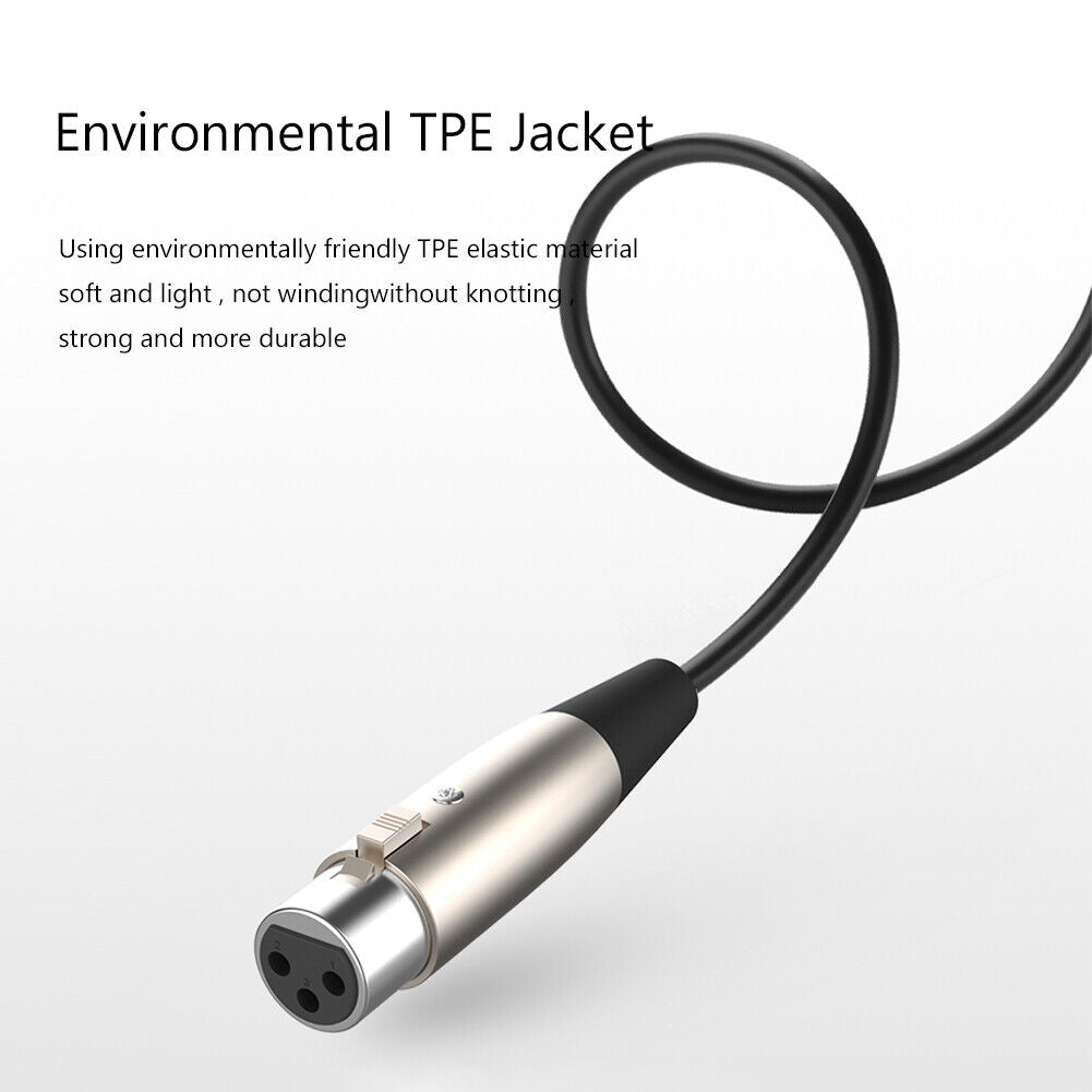 3.5mm Jack XLR 1.5m Male to Female Audio Extension Cable Headphone Splitter