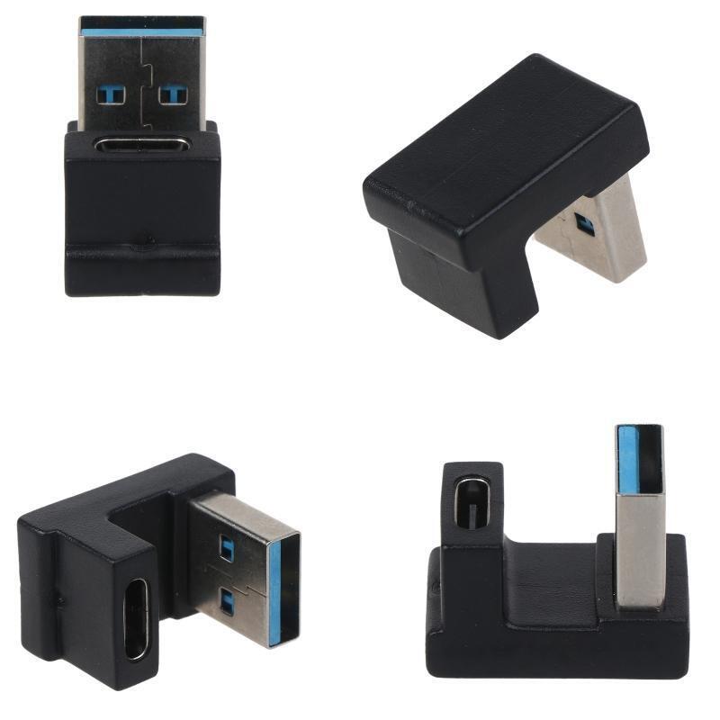 180 Degree USB 3.0 Right Angle A Male to USB 3.0 Type C Female Adapter 10Gbps
