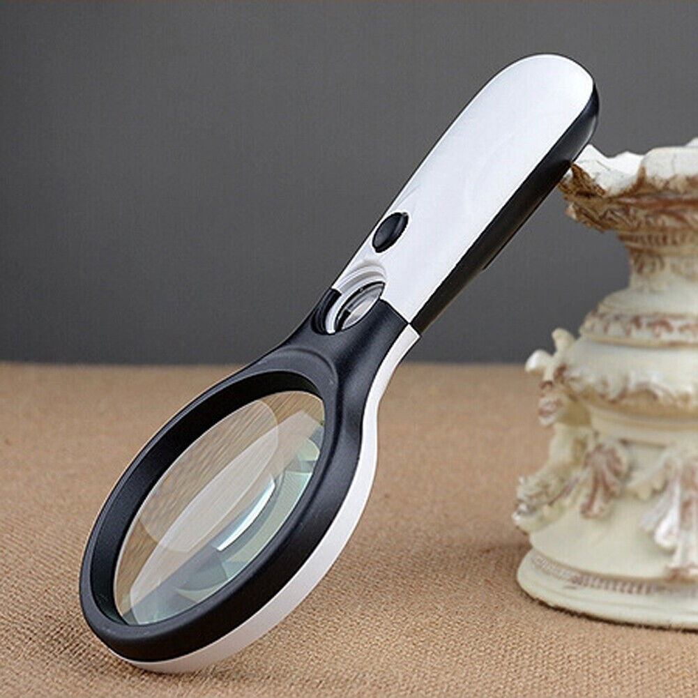 3 LED Light 45X Handheld Reading Magnifying Glass Lens Jewelry Watch Loupe