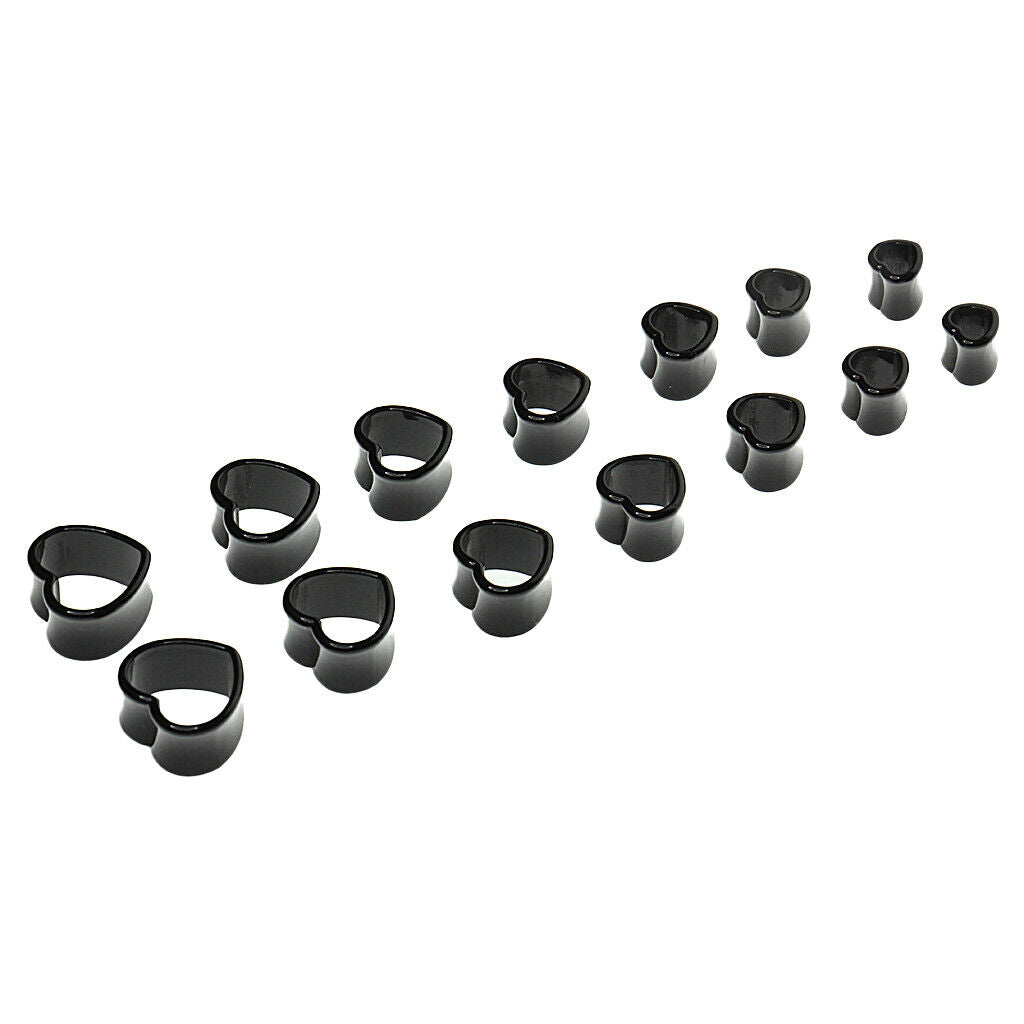 7 Pairs Heart Acrylic Tunnels Ear Stretcher Expander Gauges