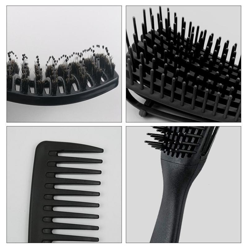 Anti-Static Comb with 4pcs Hair Clips Set Detangling Hair Brush Scalp Massage