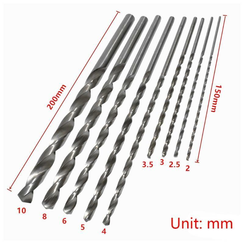 150/200mm High-speed Steel Straight Shank Twist Drilling Bit Set 9Pcs