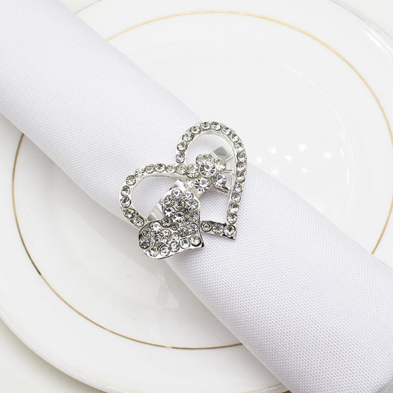 Set of 12 Valentine Napkin Ring Holders Heart Love Napkin Buckles for Wedding