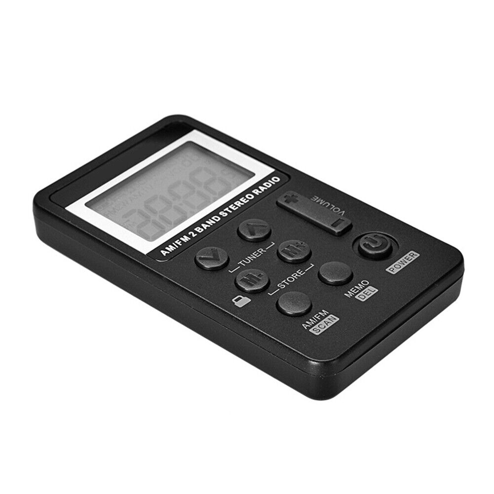Portable Dual Band AM/FM Pocket Radio Digital Display Mini Radio (Black)