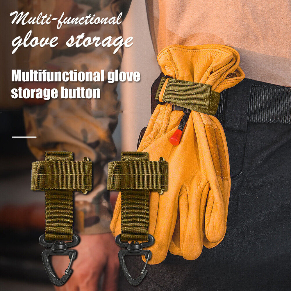 2x Outdoor Gloves Hook Storage Buckle Climbing Rope Hanging Buckles (Khaki)