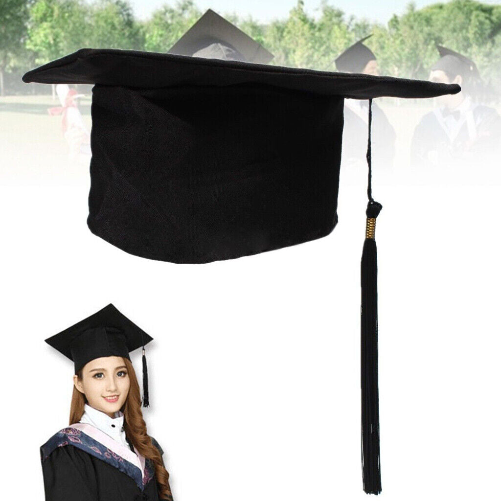 Black Graduation MORTAR BOARD Hat Soft  Fancy Dress Outfit Accessories