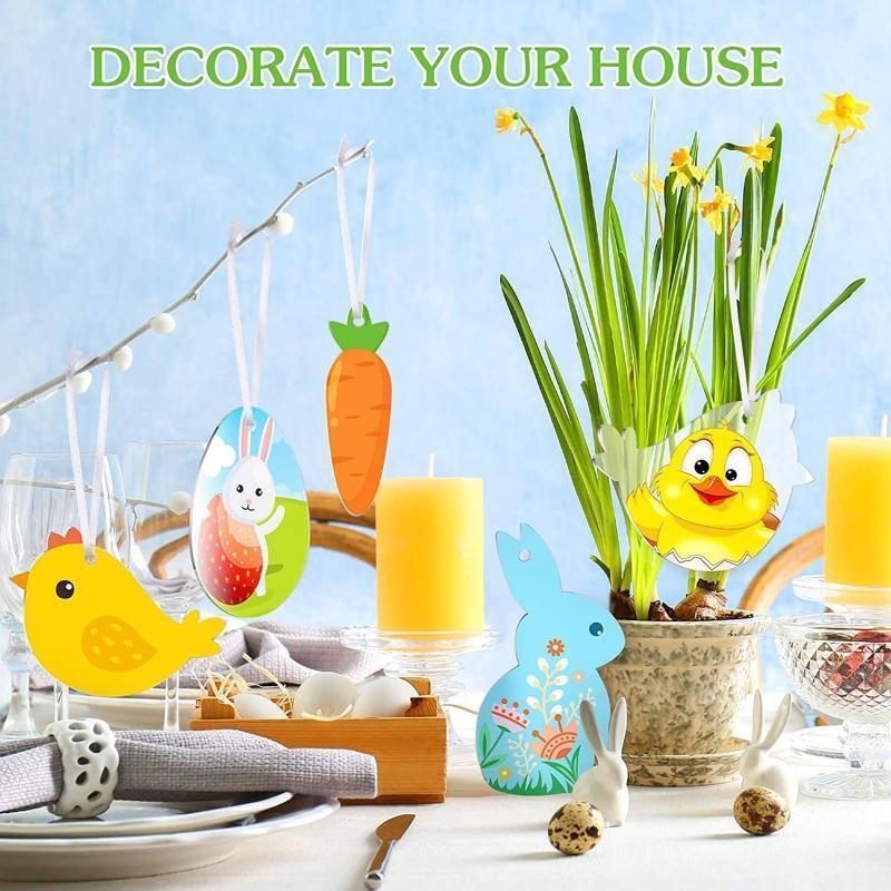 48pcs/set Acrylic Easter Ornament Blanks Hanging Tree Pendant Clear DIY Craft