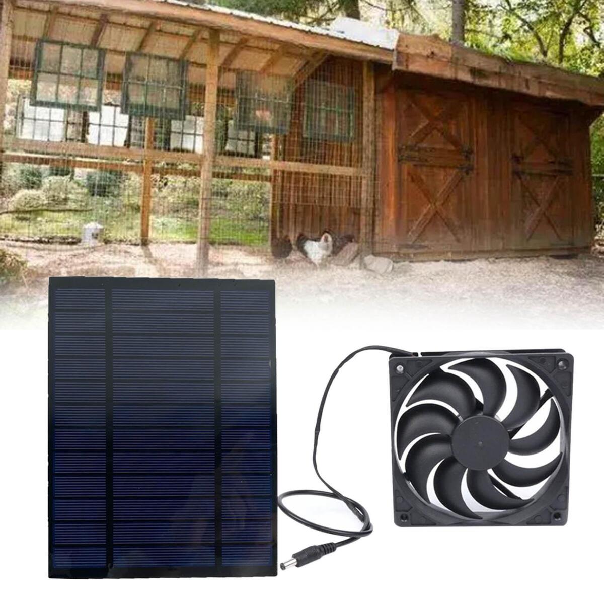 10W Solar Powered Panel Fan Portable Ventilation Fans for Chicken Coop Sheds