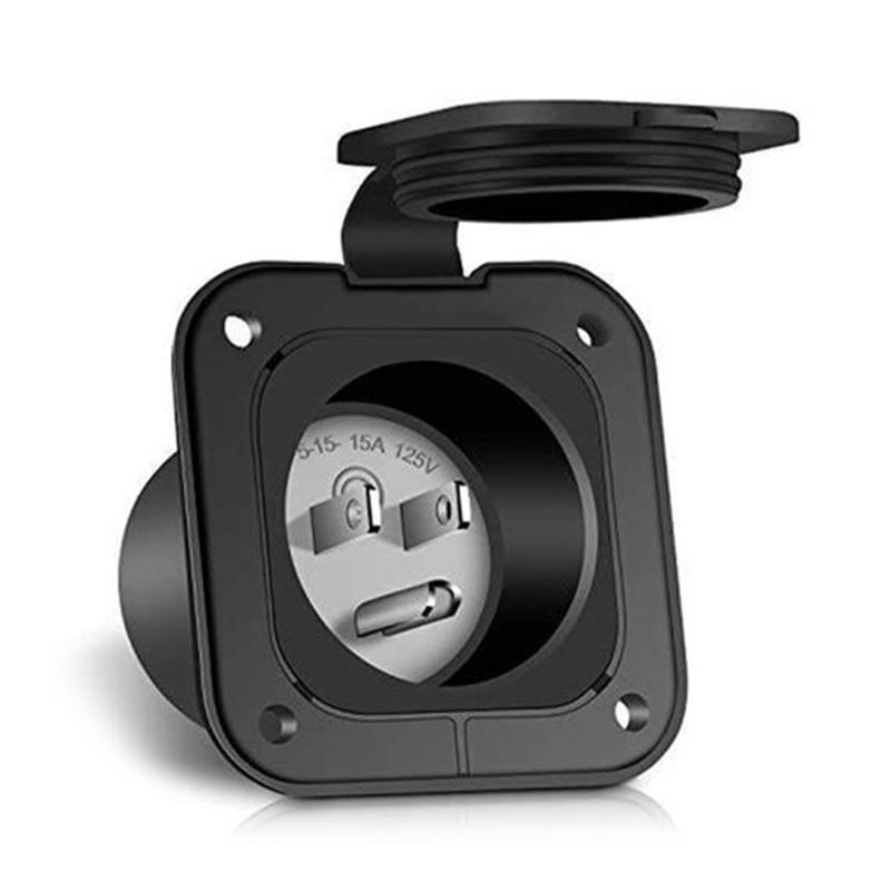 RVs 15 Amp 125V AC Power Inlet Port Plug NEMA 5-15 Inlet Weatherproof Cap Outlet