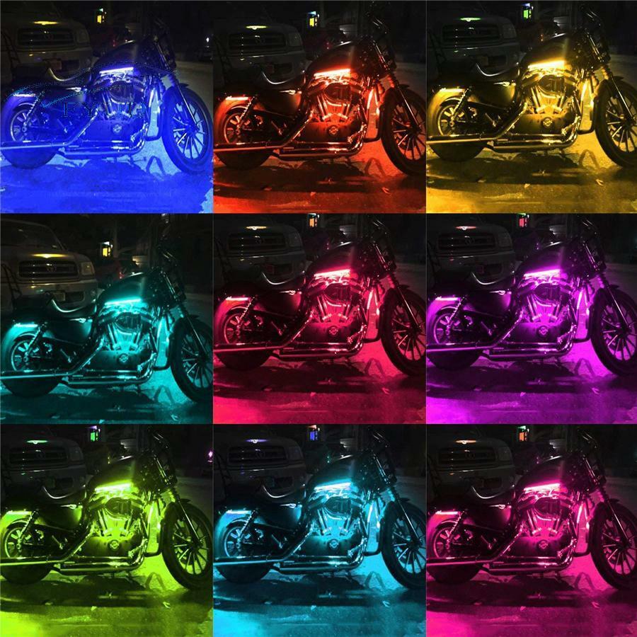 12x 144LED 15Color Motorcycle LED Neon RGB Under Glow Strip Light Remote Control
