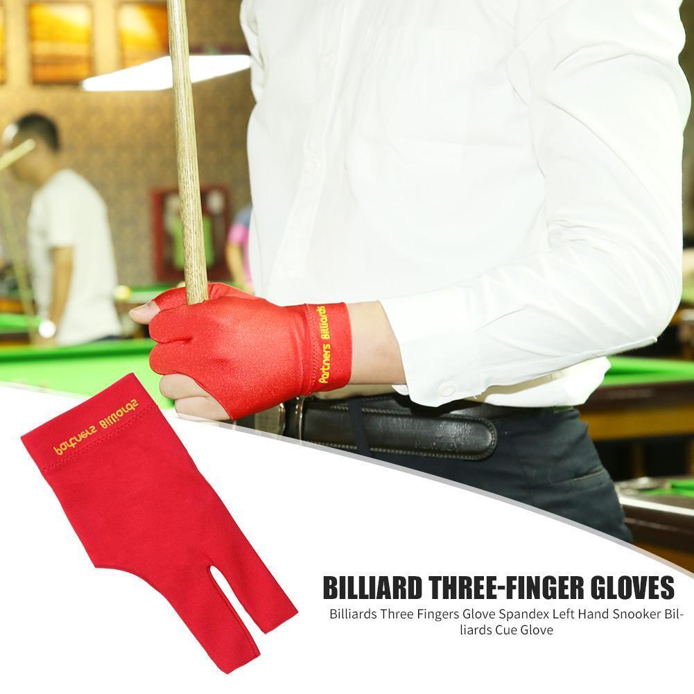 Billiards Three Fingers Glove Left Hand Billiard Glove Free Size (Red)