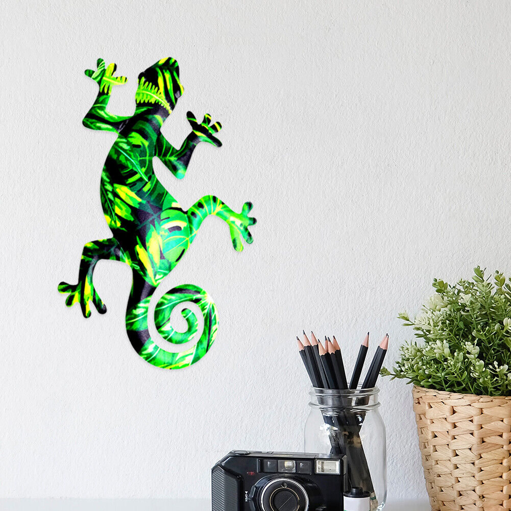 Wrought Iron Animal Gecko Sculpture Garden Outdoor Wall Hanging Gecko (D)