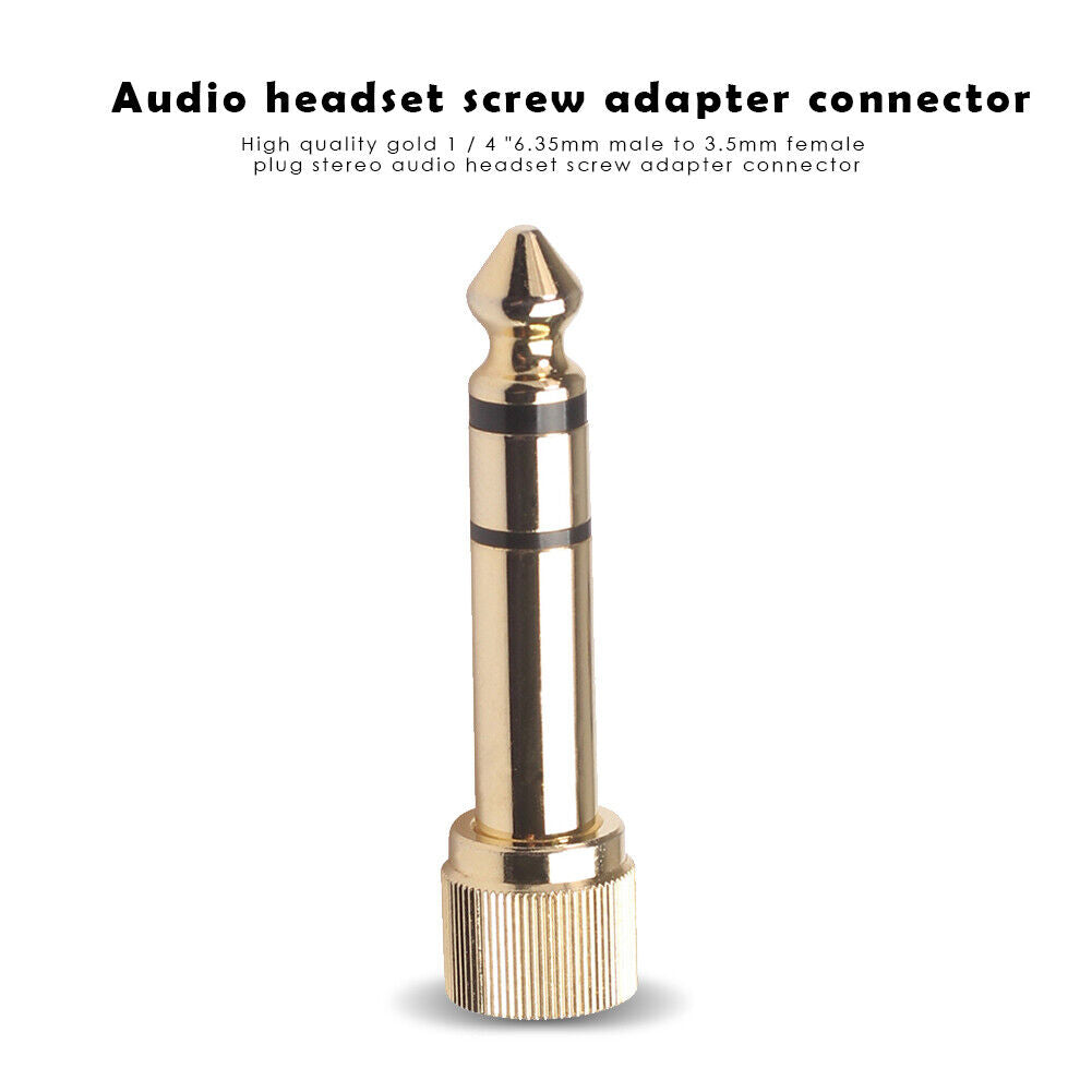 6.35mm Male to 3.5mm Female Plug Connector with 3.5mm Screw Jack Adapter