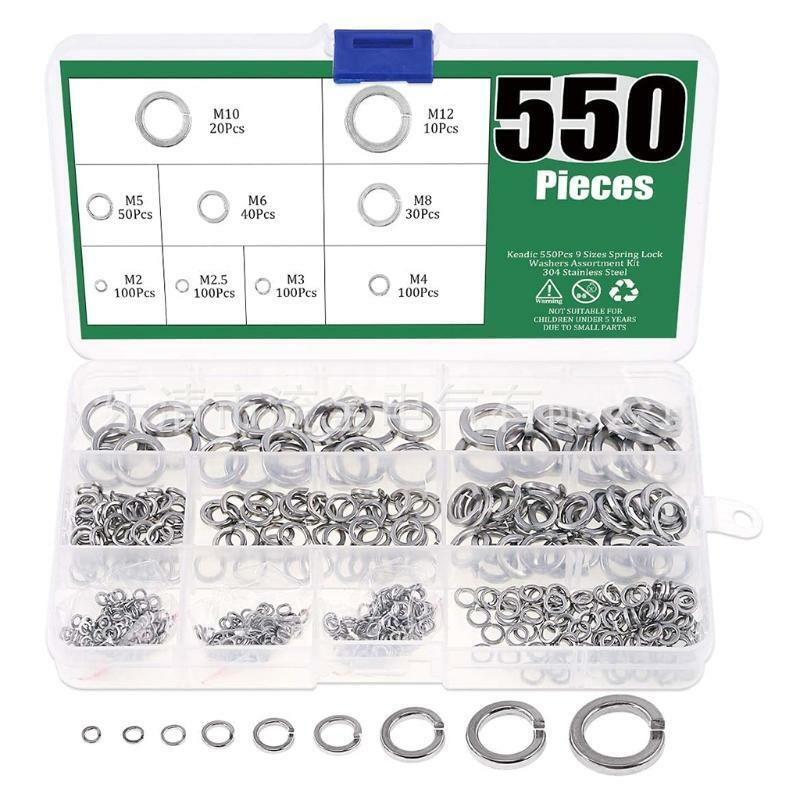 550pcs Metal Gasket Washer Assortment 9 Sizes M2 M2.5 M3 M4 M5 M6 M8 M10 M12