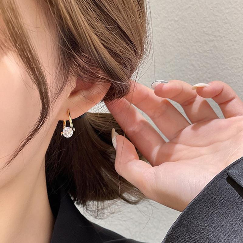 Female Jewelry Irregular Zircon Ear Buckle Elegant Zircon Crystal Earring Dangle