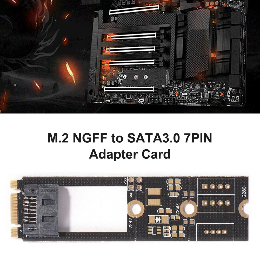 M.2 B-M Key NGFF to SATA3.0 7 Pin Riser Adapter Card for 2242 2260 2280 SDD