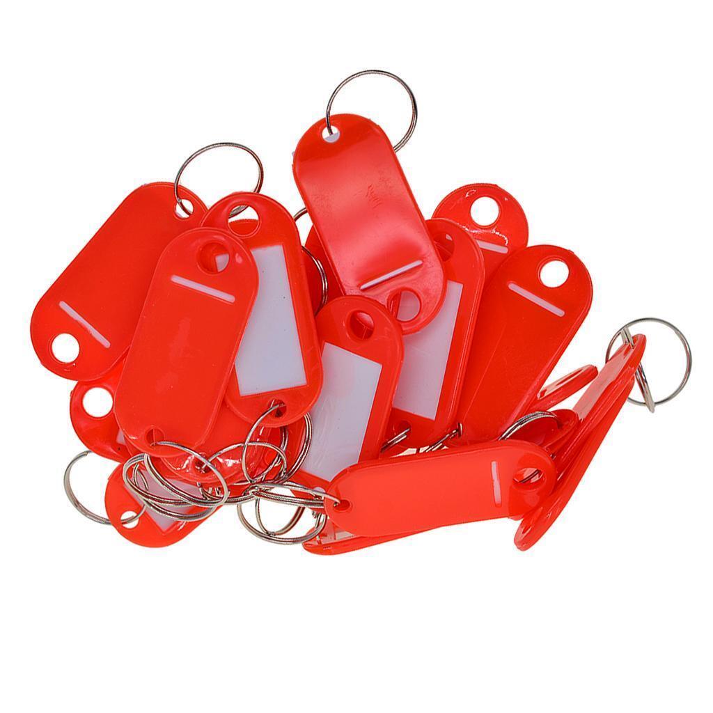 200x Key Tags Metal Rings Id Name Label Car Tags Split Rings Red White