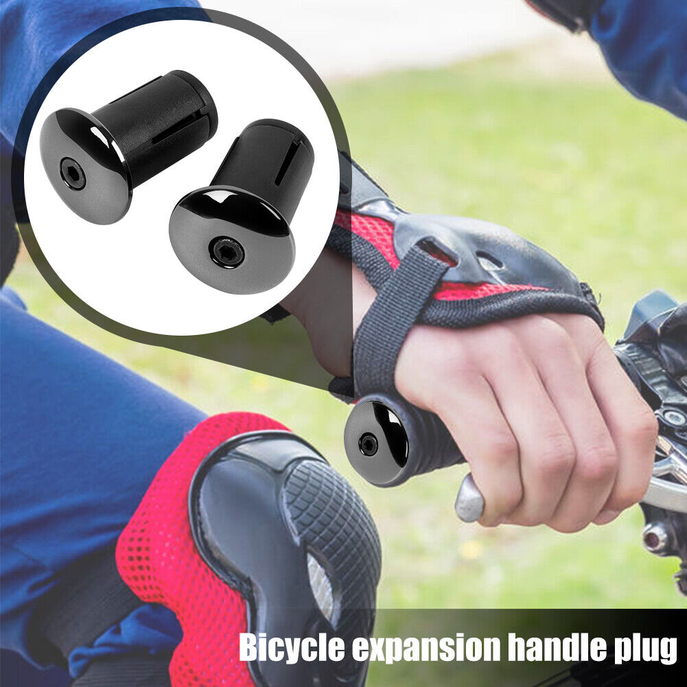 2pcs Bicycle Bar End Plugs Aluminum MTB Road Bike Handlebar Caps (Black)