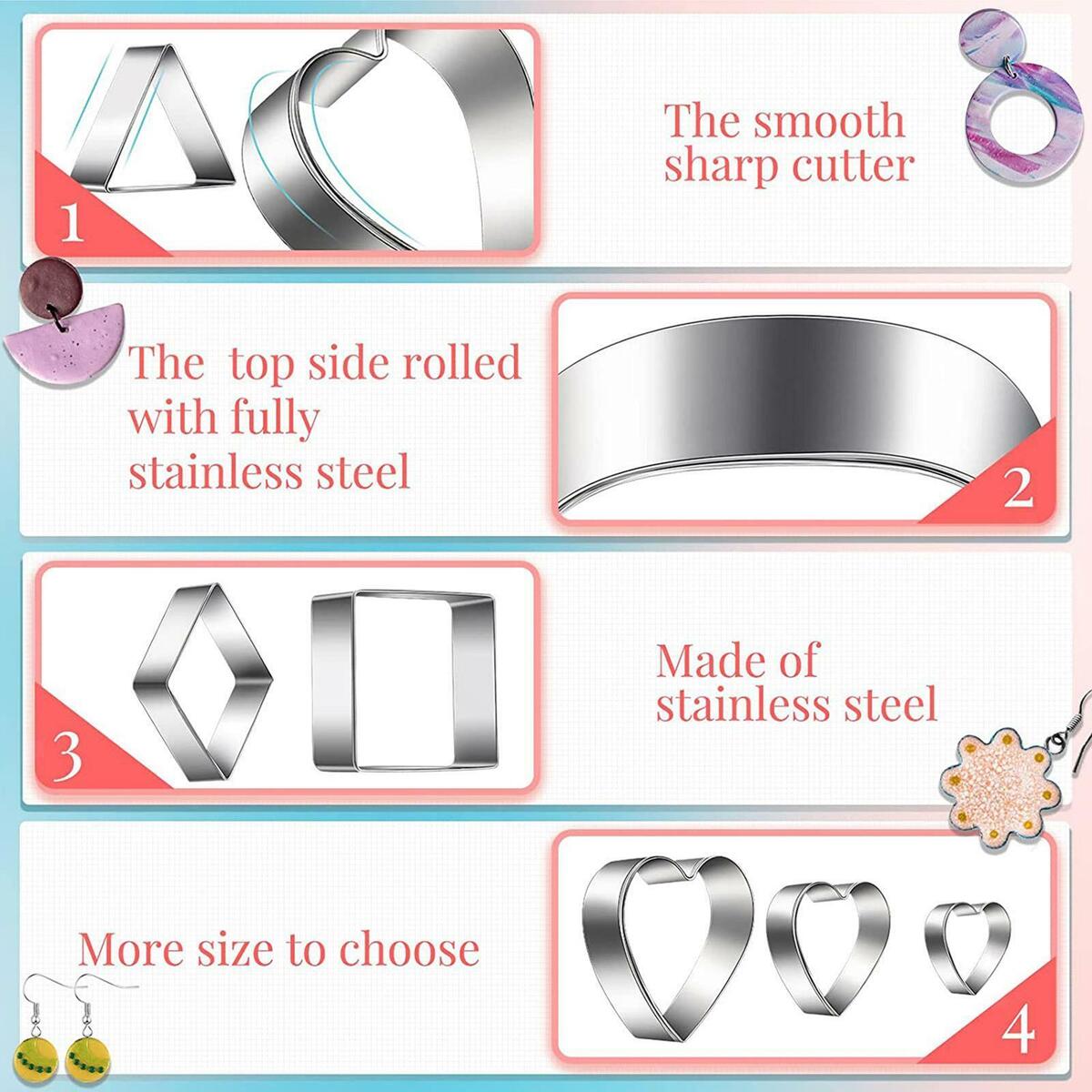 130Pcs Stainless Steel Polymer Clay  for Fondant Cake Jewelry Making