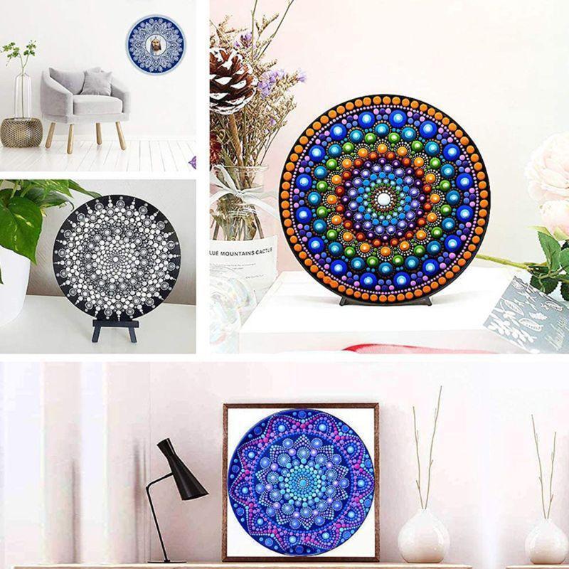 8pcs Black Round Cardboard Mandala Painting Paper DIY Cardboards Art Supplies