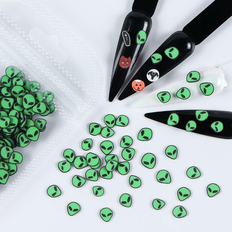 Alien Soft Pottery Pieces Green Flat Shiny Nail Jewelry for Nail Art DIY Crafts