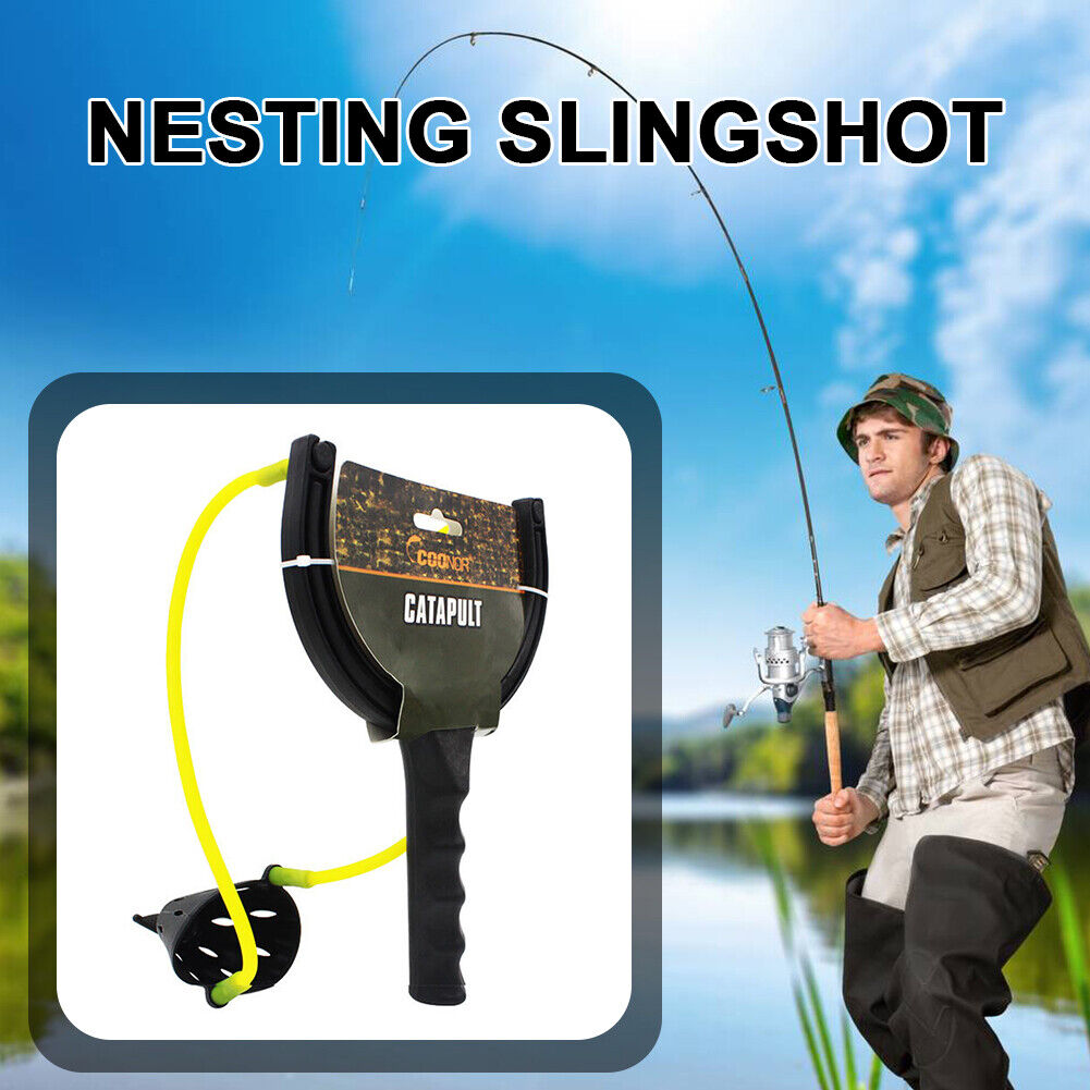 Elastic Powerful Catapult Food Bag Fishing Bait Nesting Slingshot Thrower