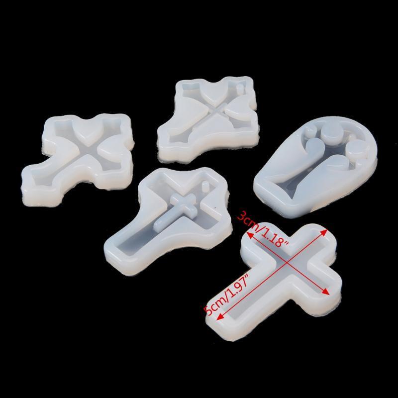 5Pcs Cross Shape Silicone Pendant Jewelry Casting Mold for DIY Jewelry Making