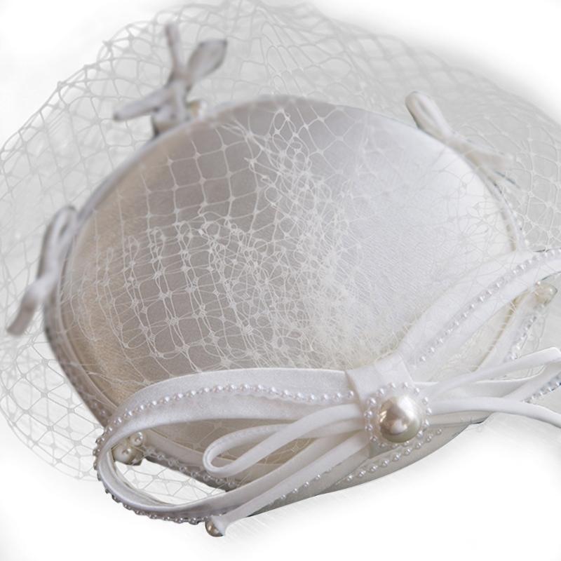 Mini Elegant Veil Fascinator Hats with Bow Short Lace Fit for Women and Girls