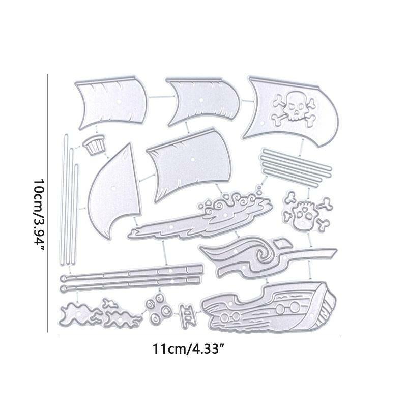 Cartoon Pirate Ship Sailboat Metal Cutting Dies Stencil DIY Embossing Template