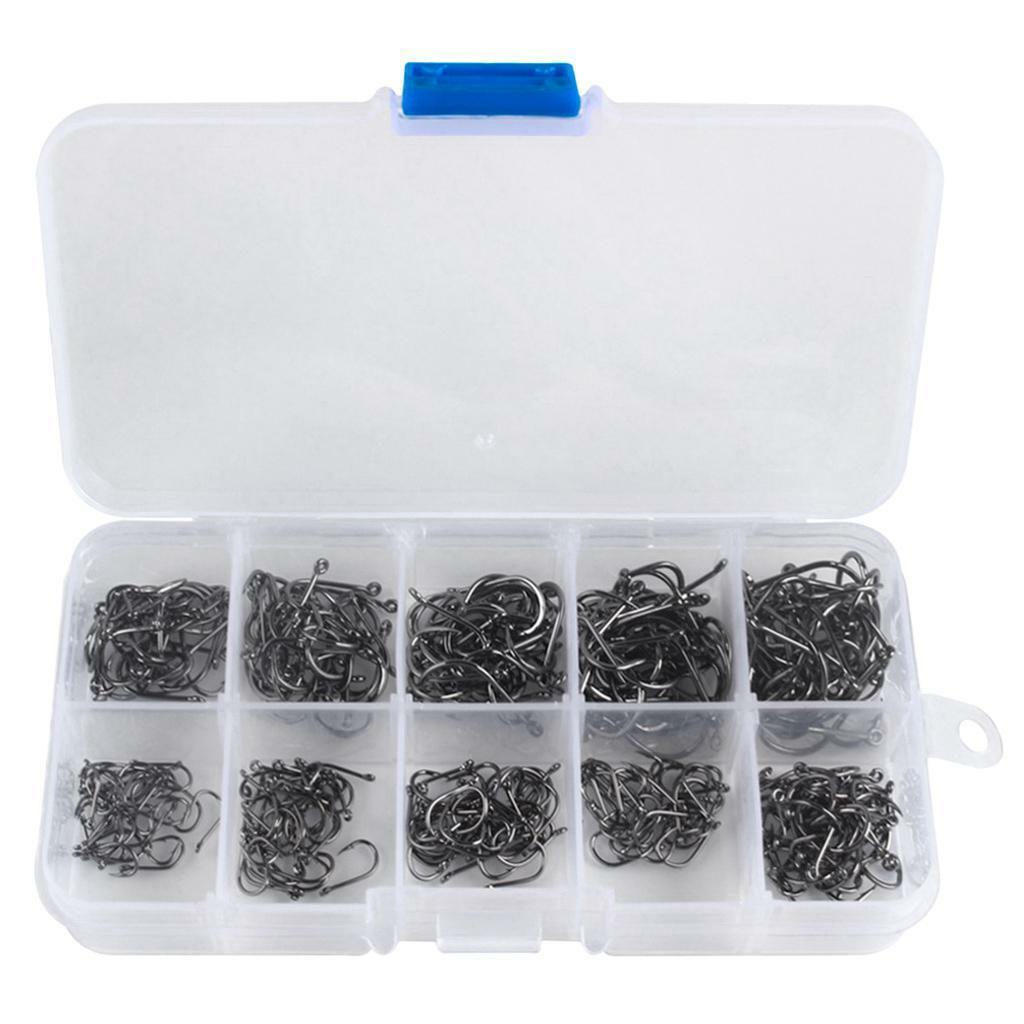 300pcs   Hooks Kit   Lure Tackles Barbed Hooks  three-12#