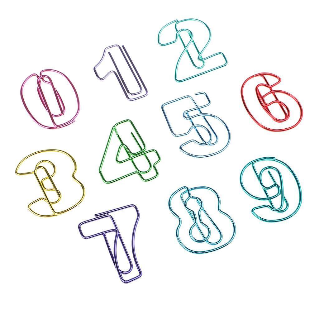 10pc 0-9 Numbers Metal Paper Clips Bookmarks Stationery Office School Supply
