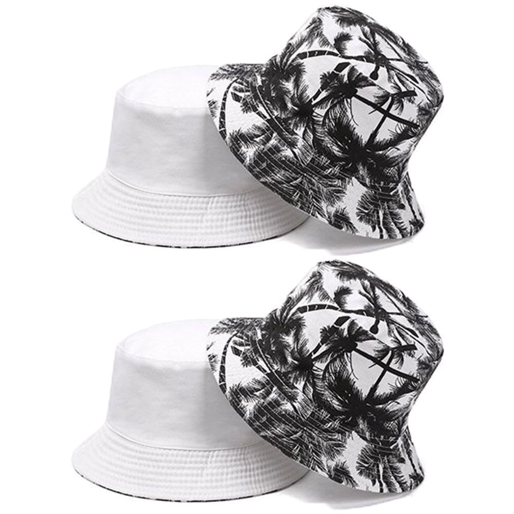 Canvas Double-Sided Bucket Hat Sun Hat Coconut Fisherman Cap Outdoor Sunscreen