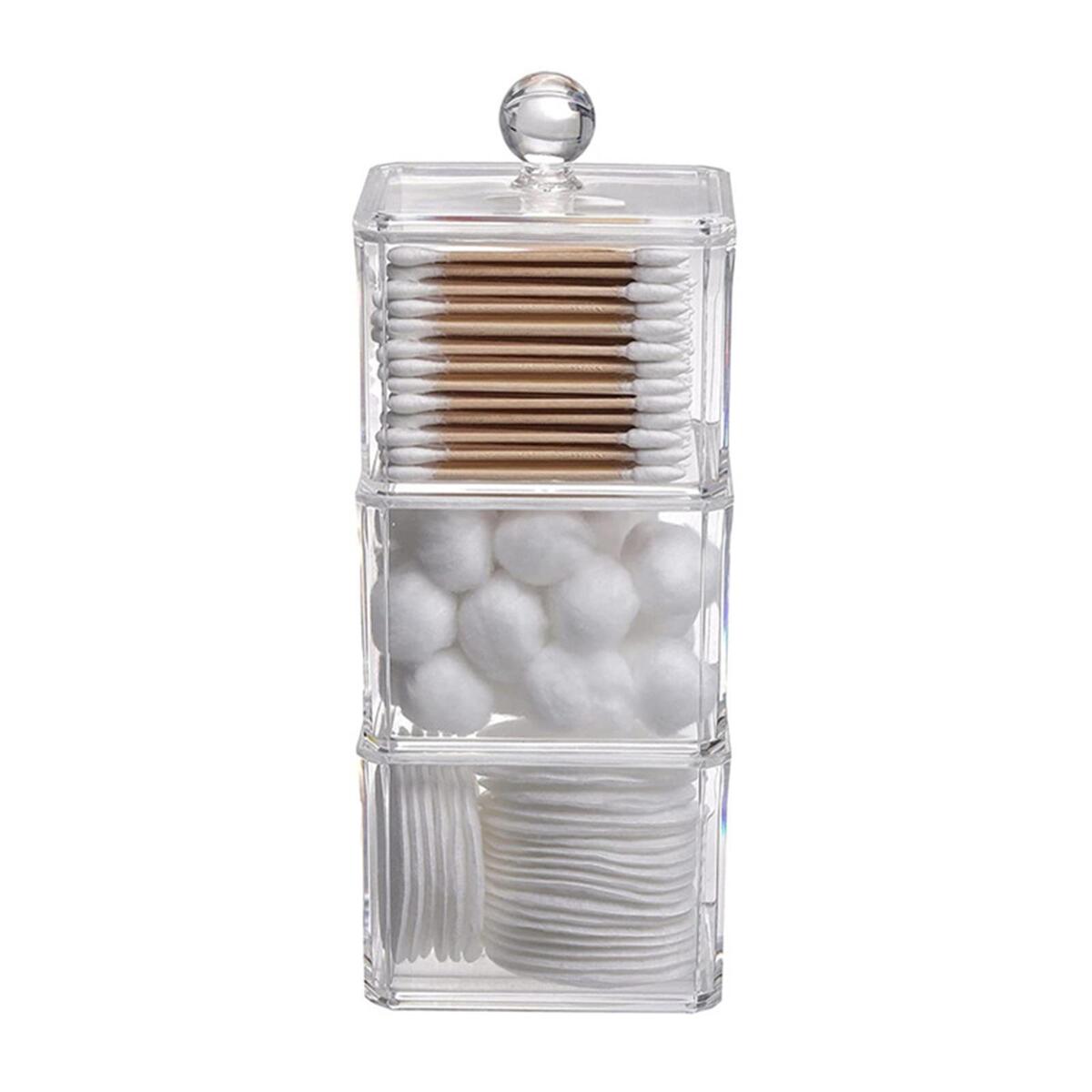 Clear Stackable Cotton Pad Storage Box with Cover Organizer Chic Cosmetic Holder